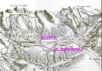 Plan de la station de Morzine-Avoriaz, remontées mécaniques, pistes de ski, situation du chalet Le Nid et du Chalet Arthur.